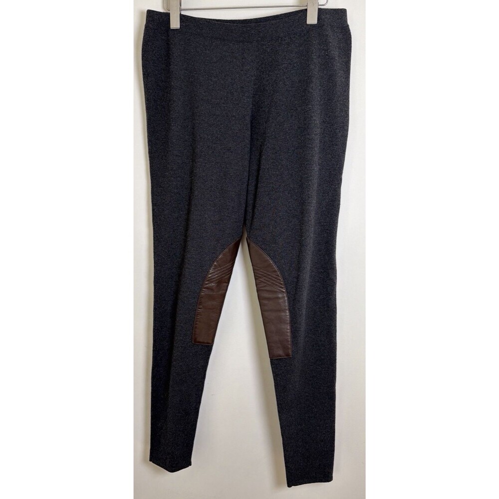 Ralph Lauren Black Label XL Cashmere Wool Equestrian Pants Leather Patch